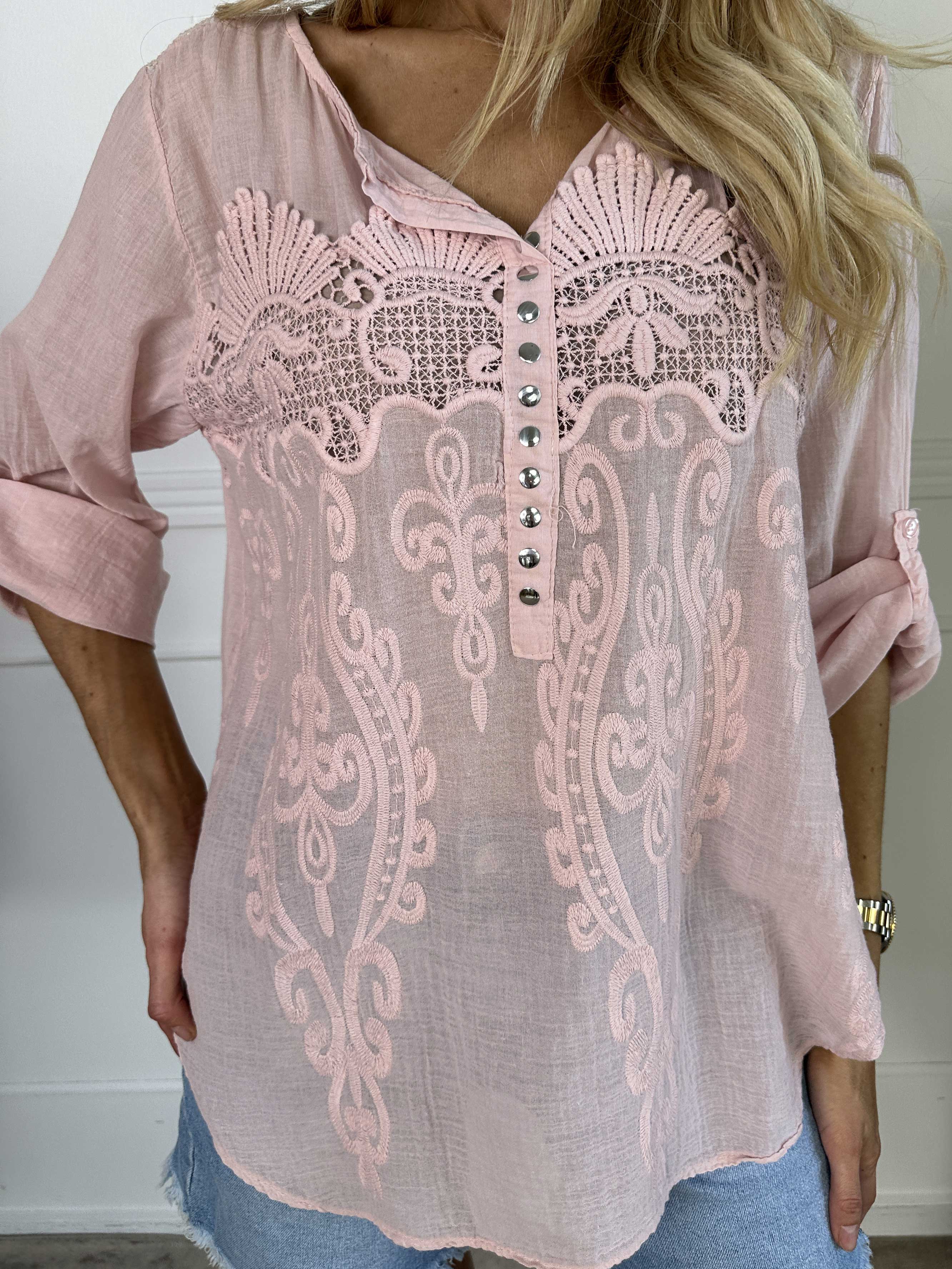 Ellis - Tunika i bomull med detaljer i form av broderier och paljetter